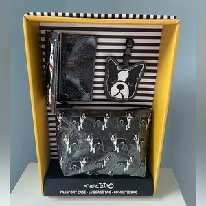 NWT MARC TETRO Travel Set with Passport Case, Luggage Tag, and Cosmetic Bag